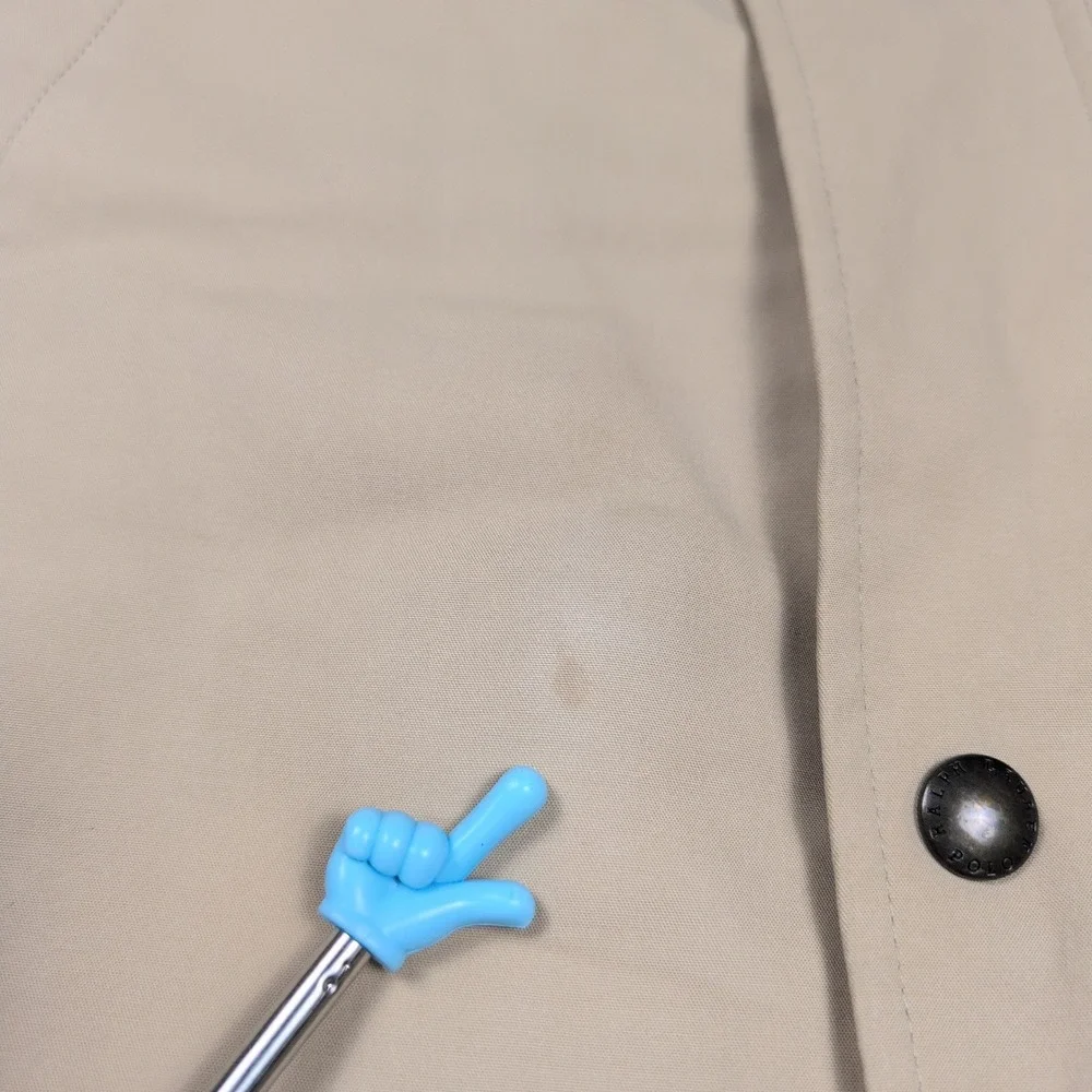 VTG Polo Ralph Lauren M FieldbJacket XL Tan Brown Leather Trim‎ Button Up Barn